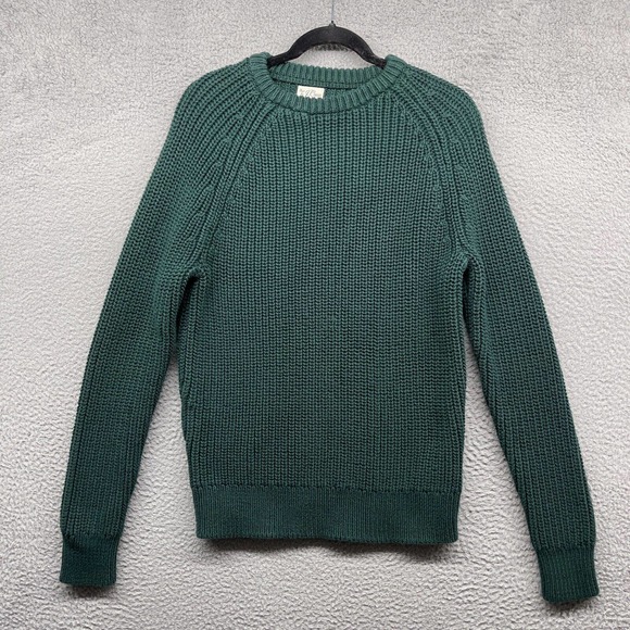 J Crew Sweaters - J Crew Womens Sweater Green Chunky Long Sleeve Scoop Neck Pullover Knit Size M
